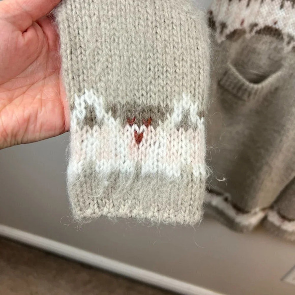 Free People Brown Frosted Fair Isle Cardigan Sweater Small Wool Mohair Blend - Picture 4 of 12